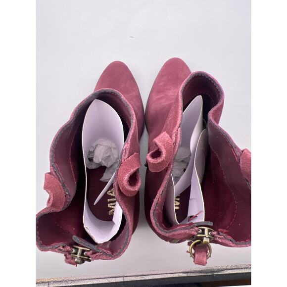 Mia Rhys Womens Burgundy Red Suede Back Zipper Heeled Ankle Booties Size 11 M - Picture 7 of 13